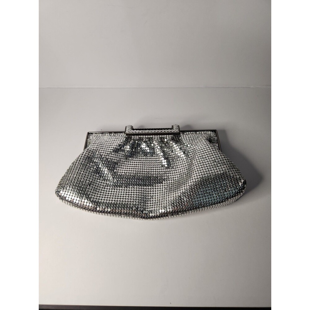 Kate Landry Silver Metal Mesh Evening Clutch Bag Crossbody Chain Wedding Formal - Picture 3 of 6